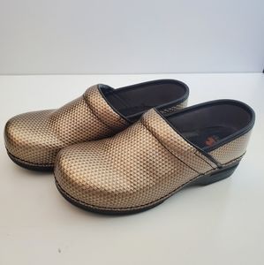 Dansko Pro XP leather gold geometric clog